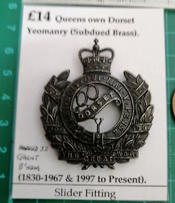 Queens Own Dorset Yeomanry (Queens Crown). Regimental Cap Badges • £14