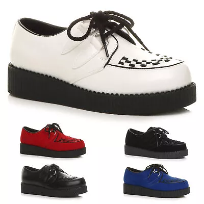 Mens Rock N Roll Rockabilly Brothel Creepers Teddy Boy Wedge Platform Shoes Size • £29.99