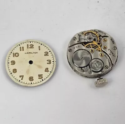 Hamilton 987A 17 Jewels Watch Movement & Military Dial For Parts/repair • $74.50