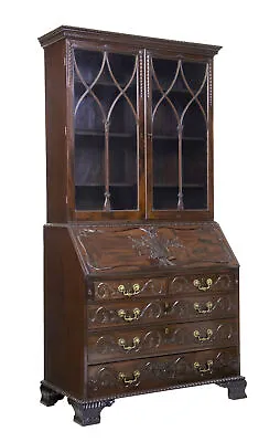 Early 19th Century Carved Mahogany Bureau Bookcase • $10250.80