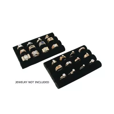 Novel Box Continuous Slot Black Velvet Ring Display Tray Insert - 2 Pack • $10.99