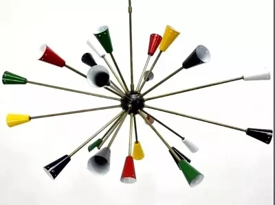 Mid Century Style 24 Sputnik Brass Chandelier Light Ceiling Light Multicolor • $236.55