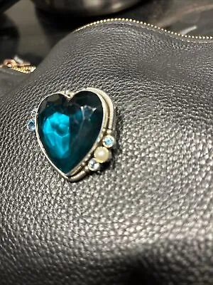 Stunning Mars And Valentine Blue Topaz Sterling Silver Brooch • $75