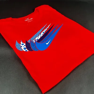 Men's T-shirt Nike Short Sleeve Athletic Red Blue 5 Swoosh Graphic Printed S-XXL • $21.97