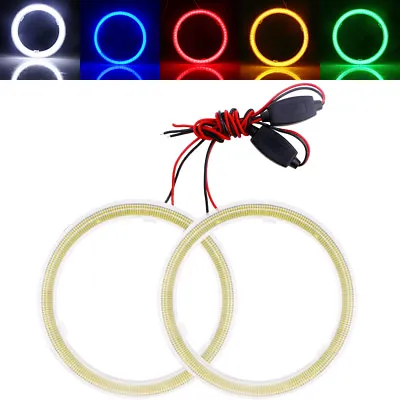 60mm 70mm 80mm 90mm 100mm 110mm 120mm COB LED Halo Ring Angel Eyes+Cover 12V 24V • $14.68