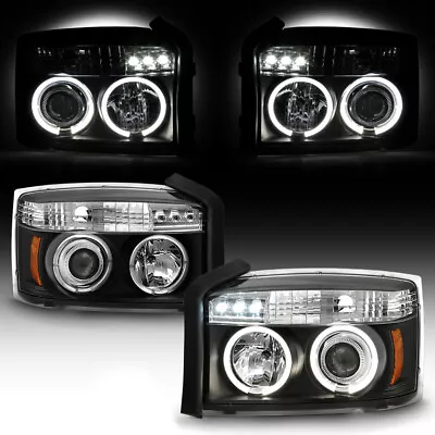 2005-2007 Dodge DAKOTA New Pair LED Projector Black Headlight Dual Halo Lamp • $174.95