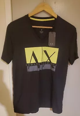 Armani Exchange Slim Fit Mens Black And Yellow T-shirt Size Medium New With Tags • £14.99