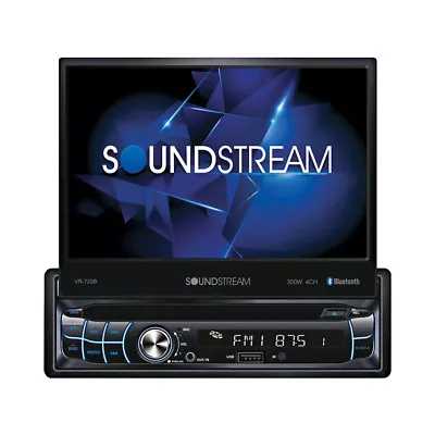 NEW Soundstream 1 Din VR-720B DVD/CD Player Flip Up 7  LCD Bluetooth SD USB AUX • $134.90