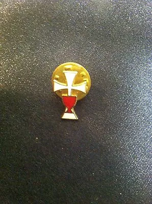 Vintage Catholic Lapel Pin First Holy Communion Red Chalice & White Cross Church • $15