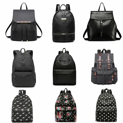 £7.99 • Buy Unisex Boys Girls  School Canvas Oilcloth Backpack Travel Rucksack Black Bag 