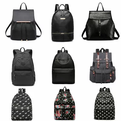 Unisex Boys Girls  School Canvas Oilcloth Backpack Travel Rucksack Black Bag  • £7.99