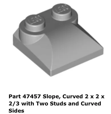 Lego 4x 47457 Light Bluish Gray Slope Curved 2 X 2 X 2/3 With Two Studs 8039 • $6.63