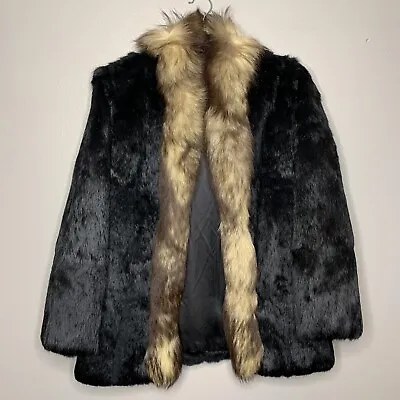 NIKI Vintage Real Genuine Fur Coat Sz 8 Open Front Racoon Fur Womens Hong Kong • $199.50