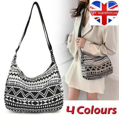 Women Ethnic Style Canvas Crossbody Messenger Bag Shoulder Handbag Tote Bag • £8.13