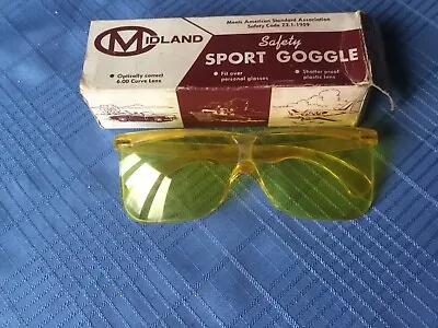 Vintage Midland Safety Sport Goggle Glasses Yellow Lenses Frame With Box • $3.99