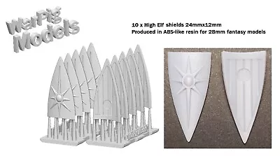 Shields X10 For High Elf/Elves  Size 24x12mm Fantasy Oldhammer 28-32mm Scale • £2.95