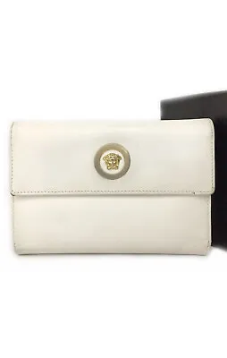 VERSACE MEDUSA HEAD Gianni Versace White Leather Trifold Wallet • $70