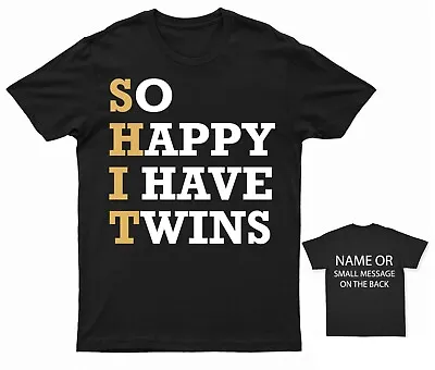 So Happy I Have Twins T-Shirt  Pregnancy Announcement Expecting Baby Bump • £13.95