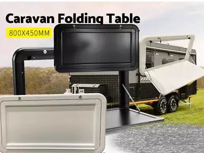 CARAVAN FOLDOUT TABLE PICNIC TABLE BLACK 800mm X 450mm ALUMINIUM WITH KEYS • $140