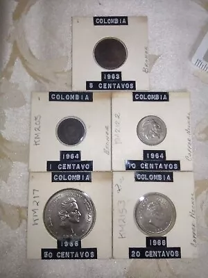 Columbia 1960's (5)Coin Lot 1- 50 Centavos • $5