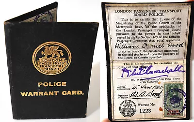 London Transport Police Warrant Card 1940 WW2 Very Rare Vintage Train Rail Bus • £249