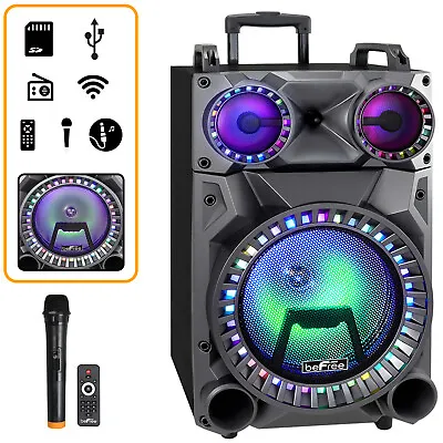 BeFree 12” Portable Bluetooth PA DJ Party Speaker W Warranty Lights MIC USB TF • $118.64