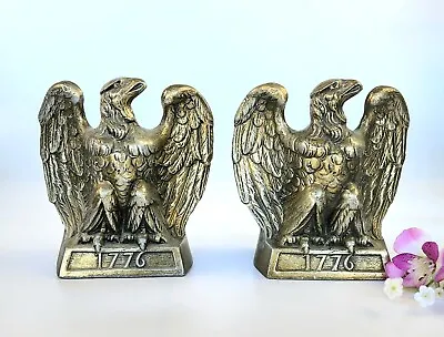 Vintage- Brass- 1776 Eagle Shaped Bookends - Colonial Virginia Hempton VA  • $125