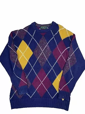 Vintage Embassy Row Men's M Argyle Sweater 100% Cotton • $19.65