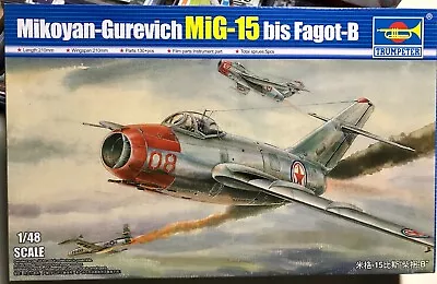 Trumpeter 1/48 Mikoyan-Gurevich MiG-15 Bis FAGOT B Kit# 02806; Parts SEALED!!!!! • $11.50