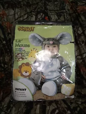 Lil' Mouse Infant Costume Lined Zippered Hooded Jumpsuit Toddler 0-6 Month • $14