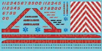 N Scale Generic Ambulance Decals - Red • $5