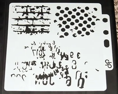 Texture Grunge Distress Mixed Media Stencil Mask Template Bricks/holes/words • £2.99