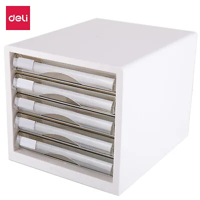Deli Desktop File Cabinet With 5 Transparent Drawer A4 Document Storage White • $41.39