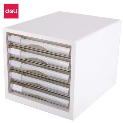 Deli Desktop File Cabinet With 5 Transparent Drawer A4 Document Storage White • $41.39