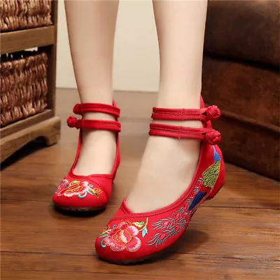 £18.73 • Buy Retro  Chinese Embroidery Floral Shoes Ballerina Flat Ballet Cotton Loafer