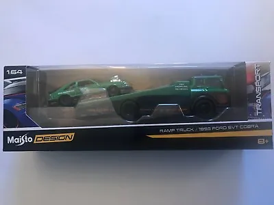 Maisto 1:64 Elite Transport 2018 Ramp Truck With 1993 Ford Svt Cobra • $8.51