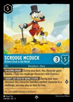 X1 Scrooge McDuck - Richest Duck In The World - 154/204 - Super Rare Lorcana Int • $1.69