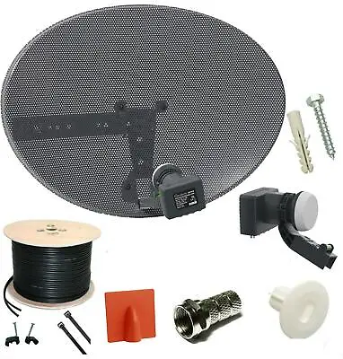 £39.99 • Buy Complete MK4 Satellite Dish Kit + Sky HD Quad LNB & 5m Twin Black Coax Cable