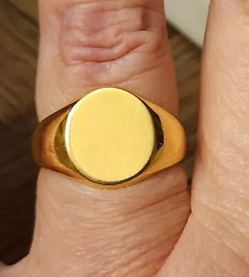 🎄14KT YELLOW GOLD SIGNED MIRIAM SALAT HEAVY UNISEX SIGNET RING 8.2g SIZE 9 3/4 • $509.99