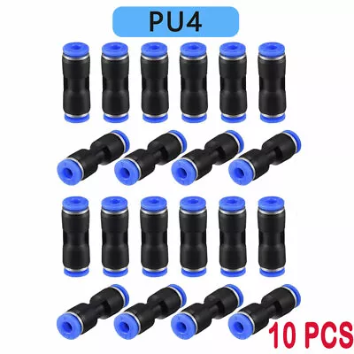 10Pc 5/32”(4mm) OD Tube Pneumatic Straight Union Push To Connect Air Fitting • $8.99