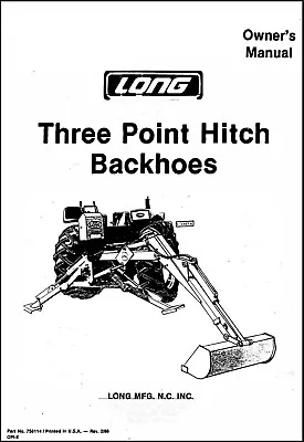 3 Three Point Hitch Tractor Backhoes Operator Manual Fits Long 1198 1199B • $19.37