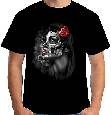 £10.95 • Buy Velocitee Mens T-Shirt Pretty Dia De Los Muertos Lady Day Of The Dead A20455
