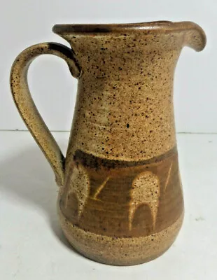 Brown Stoneware Pitcher Artist Signed Alta Hackbarth Of Barnlatch Pottery Iowa • $49