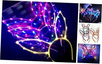 LED Rabbit Ears Headband 10 Pcs Light Up Bunny Ears Hairband Halloween Shiny • £28.02