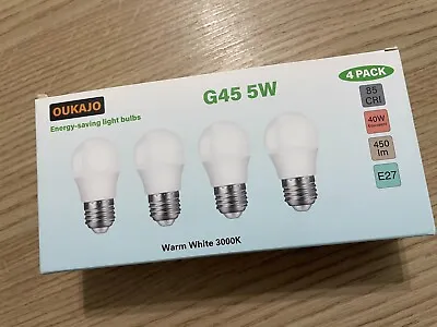 G45 LED Golf Bulb Energy Saving Warm Day Light E27 Screw 5w 4-pack NEW BOXED • £2.75