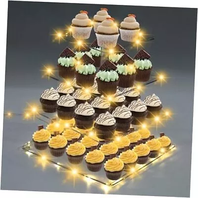 4 Tier Cupcake Stand With String Light Acrylic Cup Cake Stand Square-4 Tier • $25.24