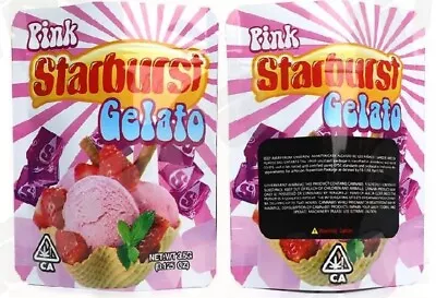 25 Count - 3.5 Gram Mylar Bags - Food Storage Snack Bags (Pink Starburst Gelato) • $9.99