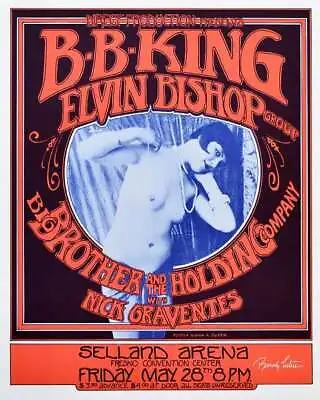 B.B. King & Elvin Bishop Concert Poster Randy Tuten Signed Red Fresno 1971 • $325.32