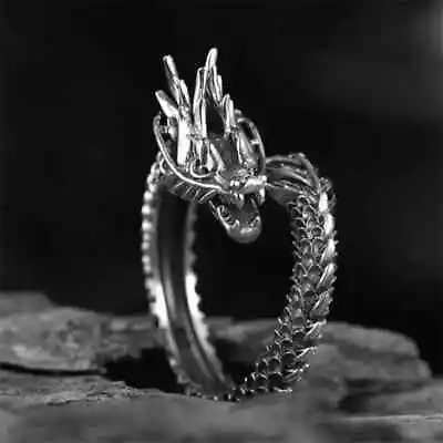 Viking Wrapped Dragon Ring Nordic Mythology Odin Stainless Steel 10 9354 • $12.92