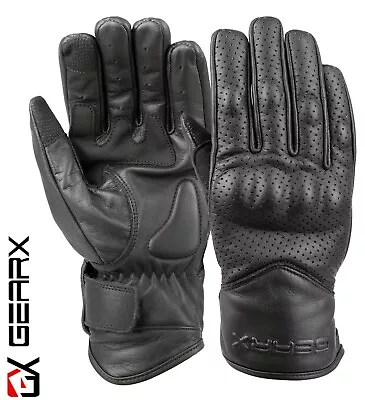 Vented Leather Motorbike Motorcycle Gloves Knuckle Shell Protection  • £10.99